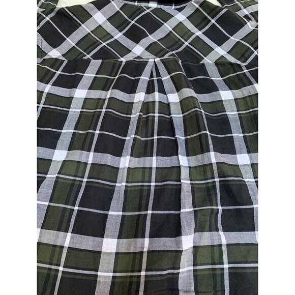 Athleta Womens Plaid Black Green Shirt Long Sleeve Top Blouse XS X-Small - Picture 8 of 10